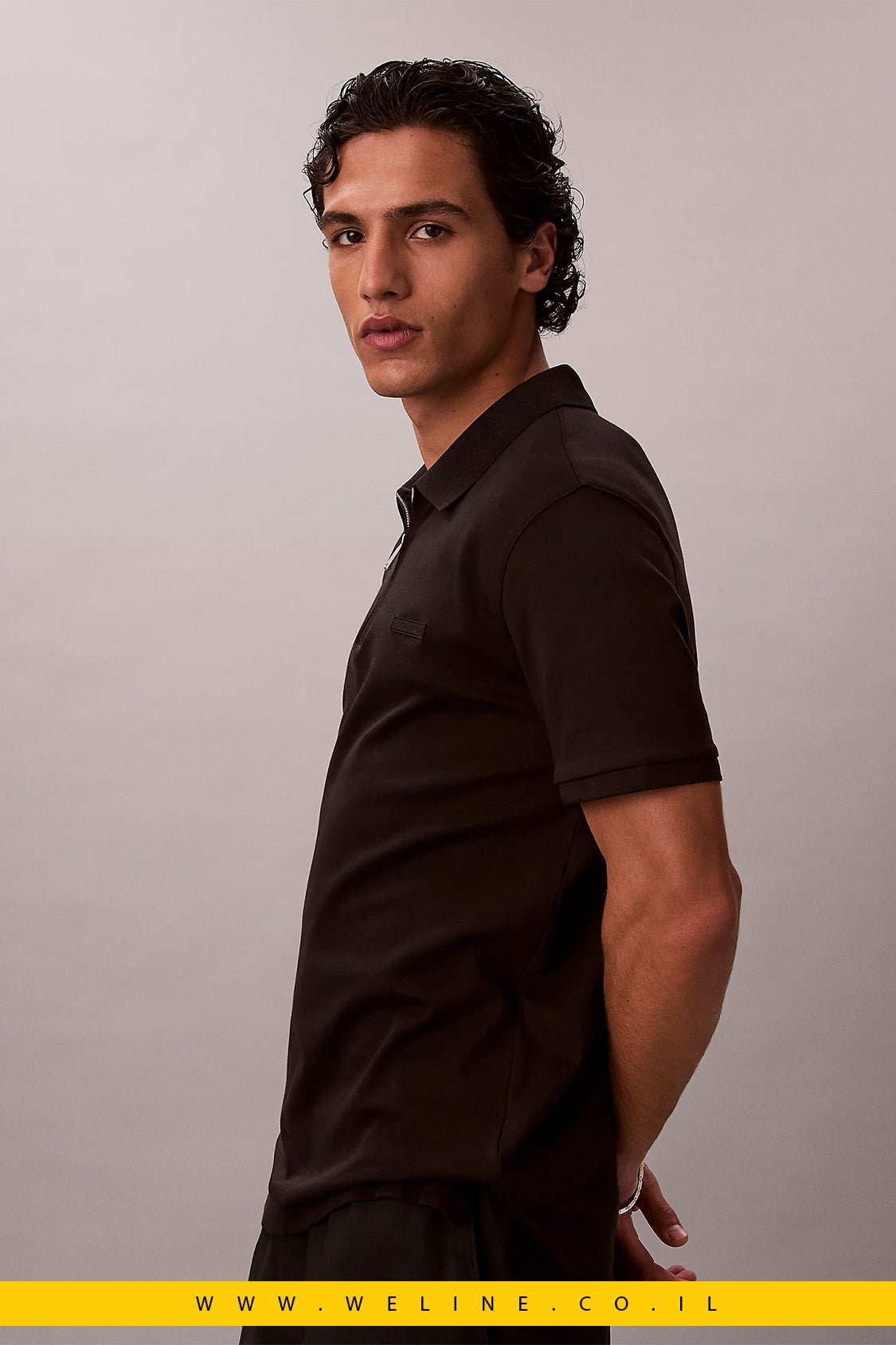 חולצת פולו Calvin Klein Slim Zip Neck - WELINE.CO.IL