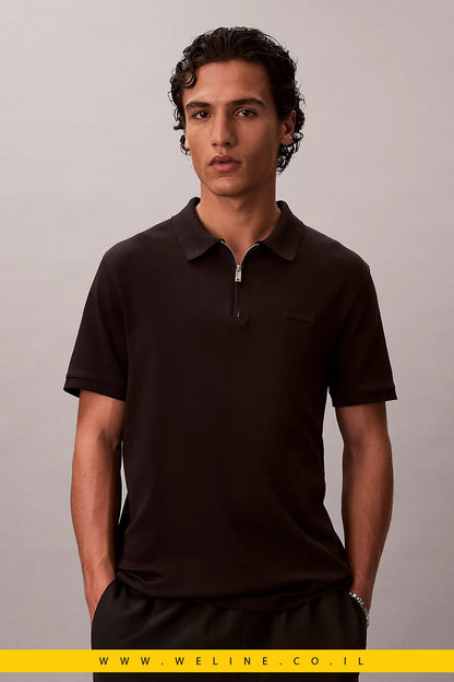 חולצת פולו Calvin Klein Slim Zip Neck - WELINE.CO.IL