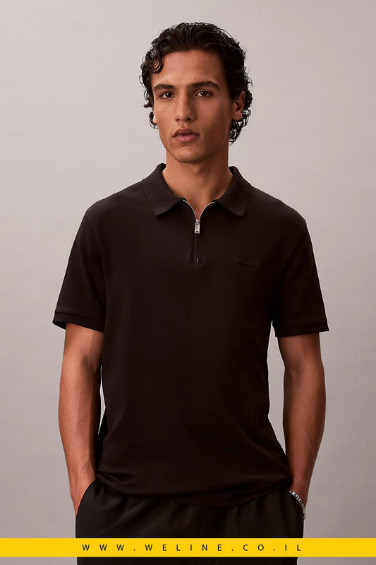חולצת פולו Calvin Klein Slim Zip Neck - WELINE.CO.IL