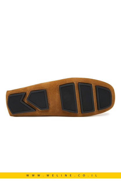 מוקסינים Calvin Klein Square Driver Suede – צבע חום (Camel GE9) - WELINE.CO.IL