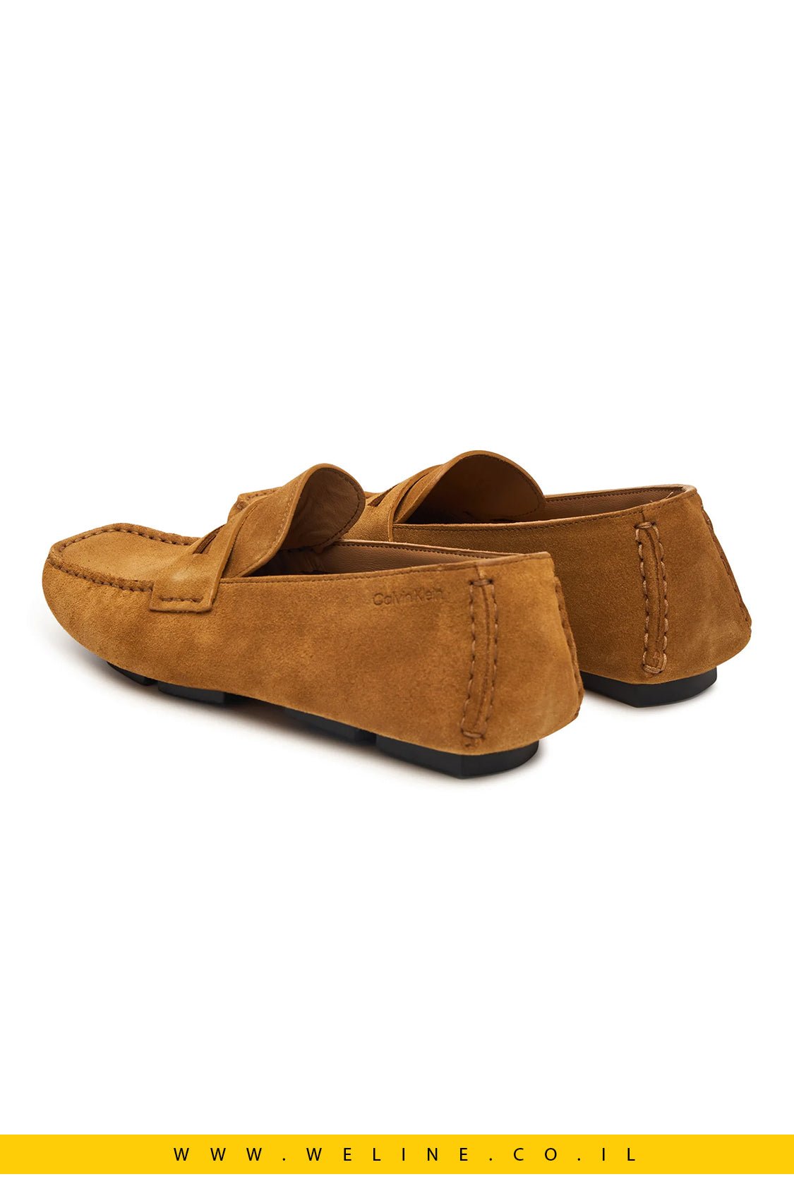 מוקסינים Calvin Klein Square Driver Suede – צבע חום (Camel GE9) - WELINE.CO.IL