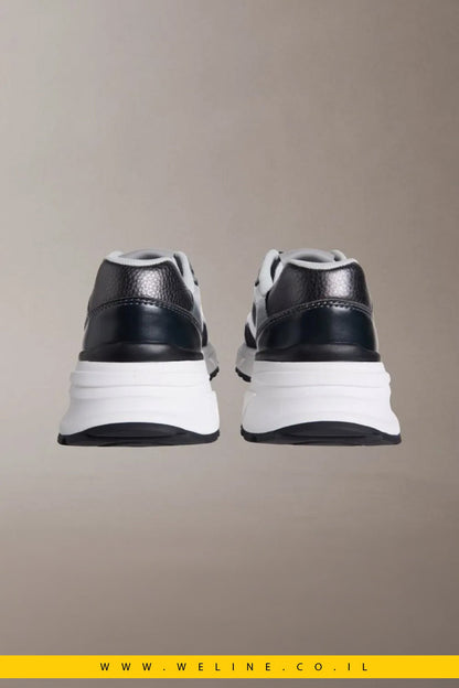 Calvin Klein Trailblazer – סניקרס נשים ראנר משולבות רשת | שחור / כסף - WELINE.CO.IL