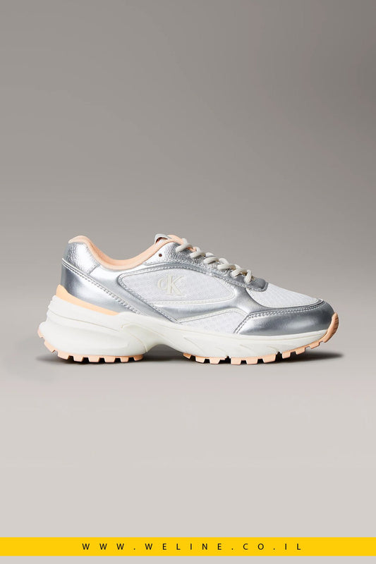 Calvin Klein נשים – Trailblazer Mesh Mix Runner | לבן / כסף / Florida Ether - WELINE.CO.IL