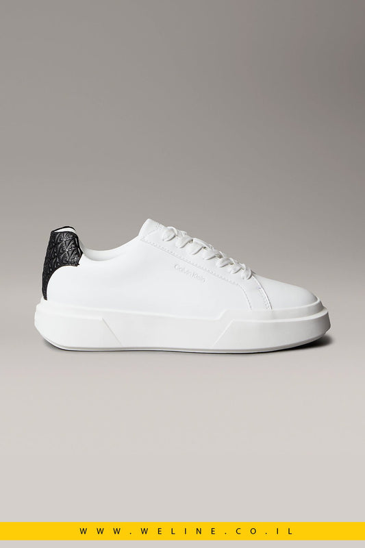 CK Avenue – נעלי סניקרס עור לנשים Calvin Klein | לבן/שחור - WELINE.CO.IL