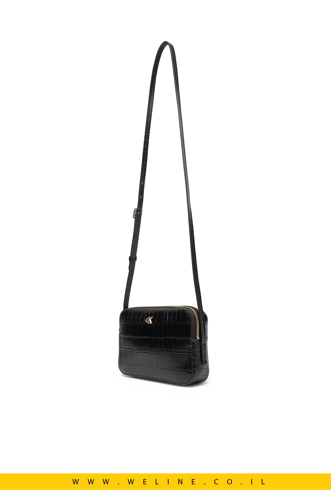תיק צד CK Croc Camera Bag מבית Calvin Klein – צבע שחור - WELINE.CO.IL