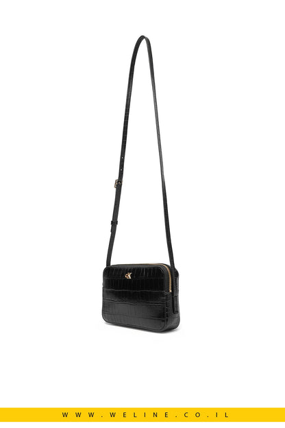 תיק צד CK Croc Camera Bag מבית Calvin Klein – צבע שחור - WELINE.CO.IL