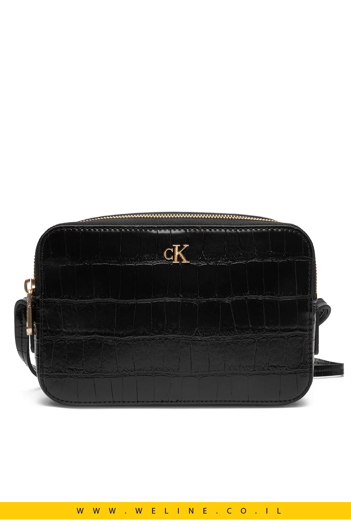תיק צד CK Croc Camera Bag מבית Calvin Klein – צבע שחור - WELINE.CO.IL