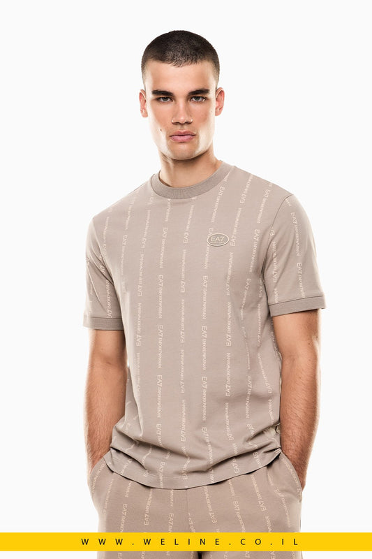 טי - שירט ייחודית EA7 Emporio Armani בגוון בז' אלגנטי - WELINE.CO.IL