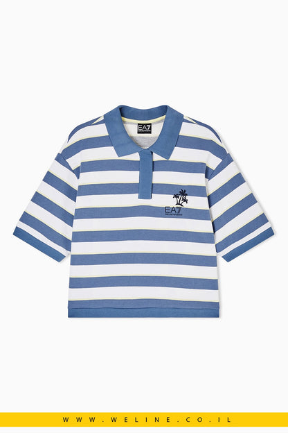חולצת פולו נשים EA7 Emporio Armani Jersey – צבע תכלת - WELINE.CO.IL