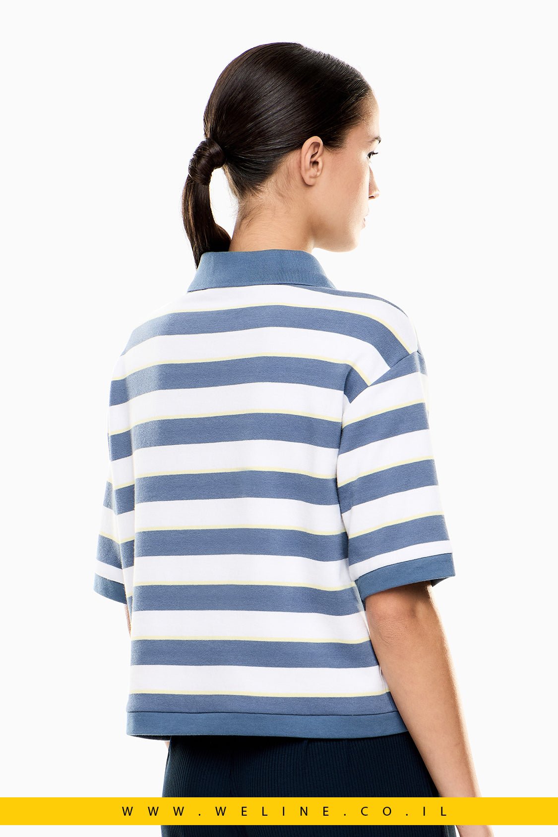 חולצת פולו נשים EA7 Emporio Armani Jersey – צבע תכלת - WELINE.CO.IL