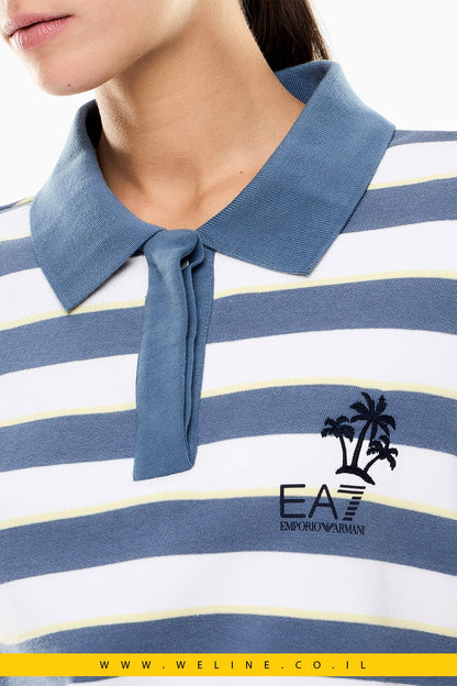 חולצת פולו נשים EA7 Emporio Armani Jersey – צבע תכלת - WELINE.CO.IL