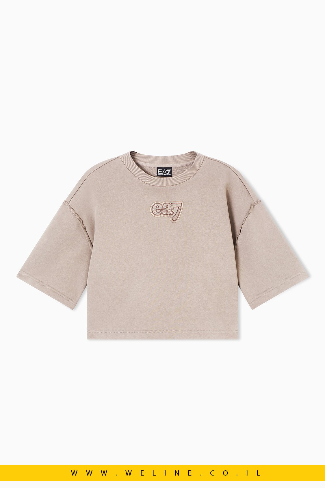 חולצת טי נשים EA7 Emporio Armani Logo Series – צבע בז' - WELINE.CO.IL
