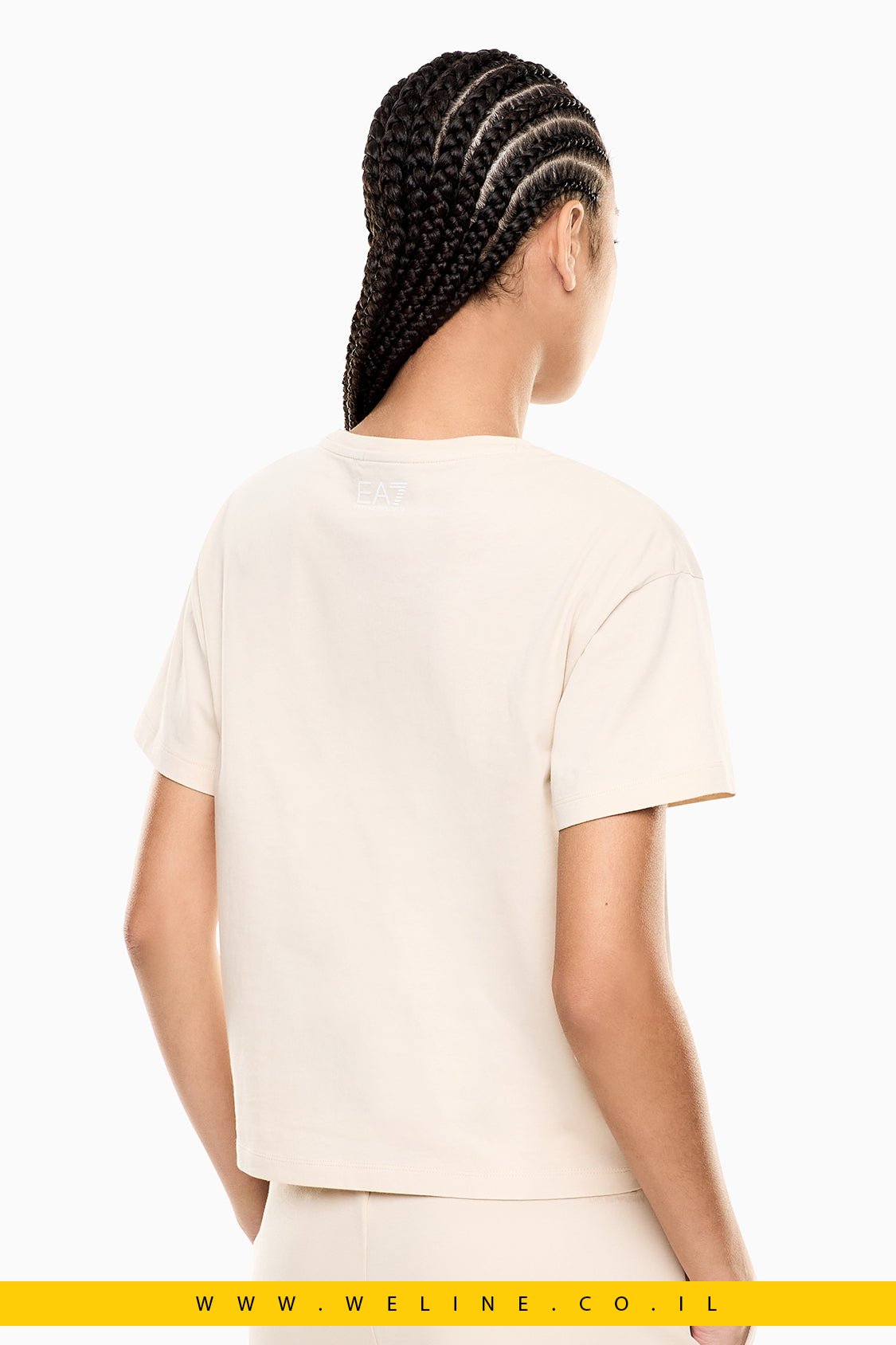 חולצת טי נשים EA7 Emporio Armani Logo Series – צבע בז' - WELINE.CO.IL