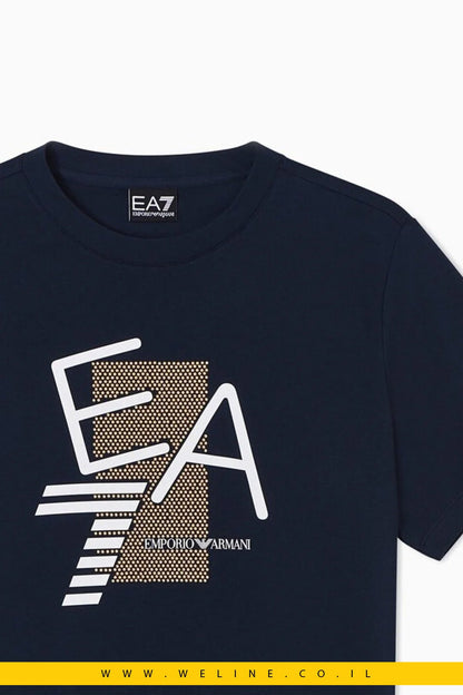 חולצת טי נשים EA7 Emporio Armani Regular Fit – צבע כחול כהה - WELINE.CO.IL