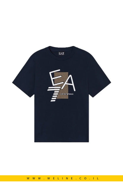 חולצת טי נשים EA7 Emporio Armani Regular Fit – צבע כחול כהה - WELINE.CO.IL