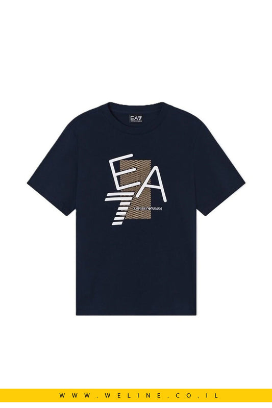 חולצת טי נשים EA7 Emporio Armani Regular Fit – צבע כחול כהה - WELINE.CO.IL