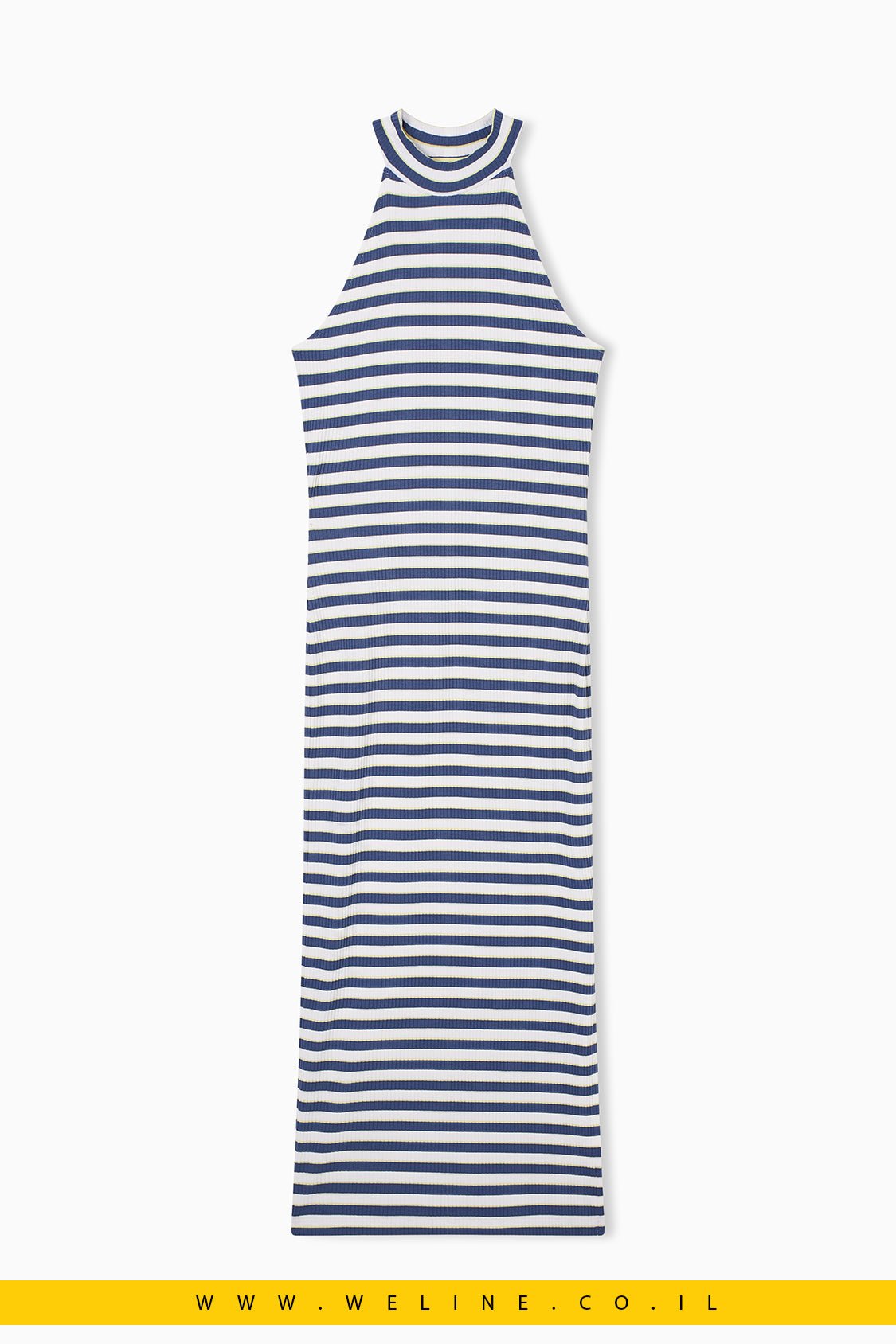 שמלת נשים EA7 Emporio Armani Ribbed Stretch Viscose – צבע תכלת - WELINE.CO.IL