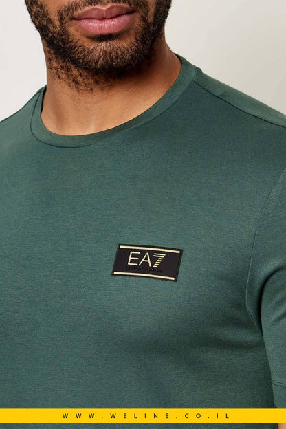 טי - שירט יוקרתית ירוק EA7 Emporio Armani Slim Fit T-Shirt - WELINE.CO.IL
