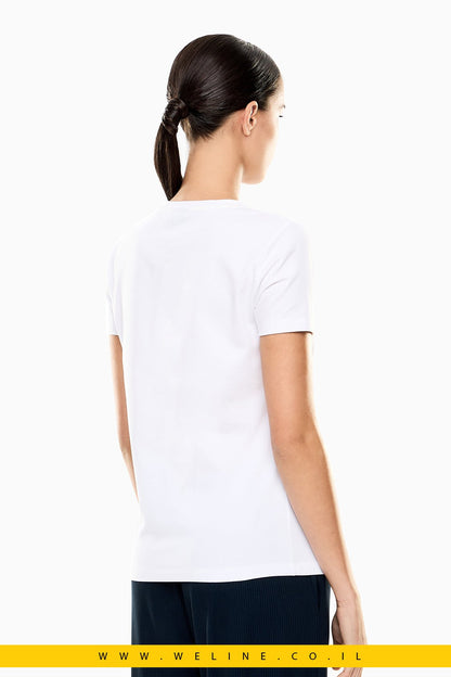 חולצת טי נשים EA7 Emporio Armani Stretch Jersey – צווארון עגול - WELINE.CO.IL