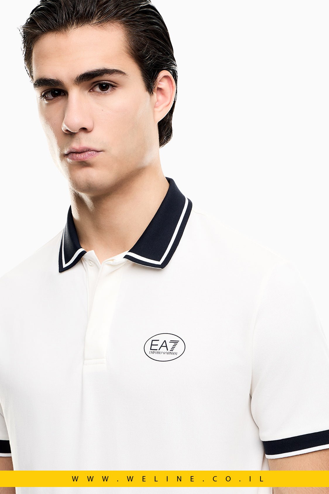 חולצת פולו EA7 Emporio Armani Tennis Club Stretch Cotton Piqué – לוגו קונטרסטי - WELINE.CO.IL