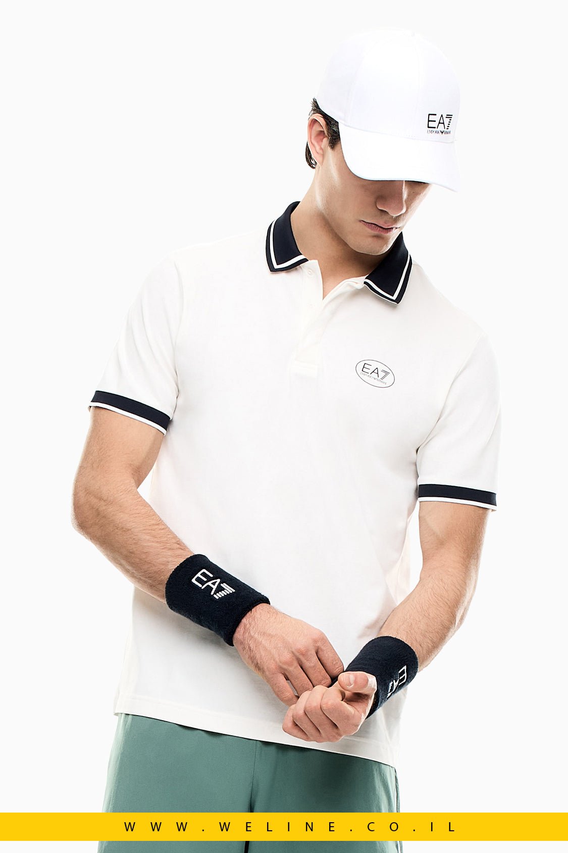 חולצת פולו EA7 Emporio Armani Tennis Club Stretch Cotton Piqué – לוגו קונטרסטי - WELINE.CO.IL