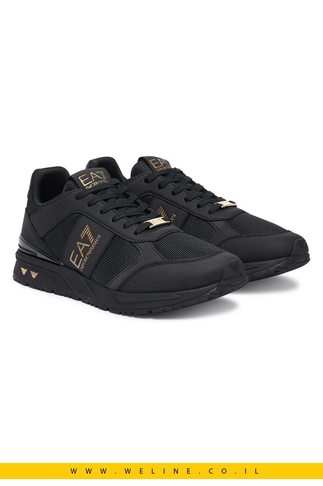 נעלי סניקרס EA7 Emporio Armani צבע: Triple Black / Gold - WELINE.CO.IL