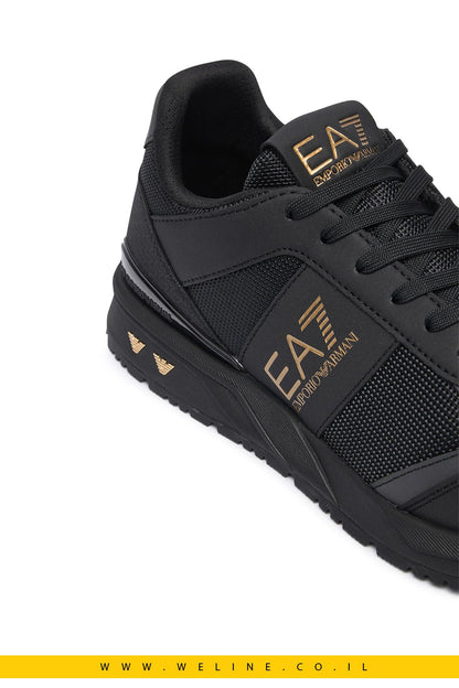 נעלי סניקרס EA7 Emporio Armani צבע: Triple Black / Gold - WELINE.CO.IL