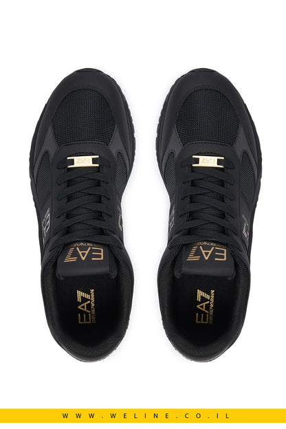 נעלי סניקרס EA7 Emporio Armani צבע: Triple Black / Gold - WELINE.CO.IL