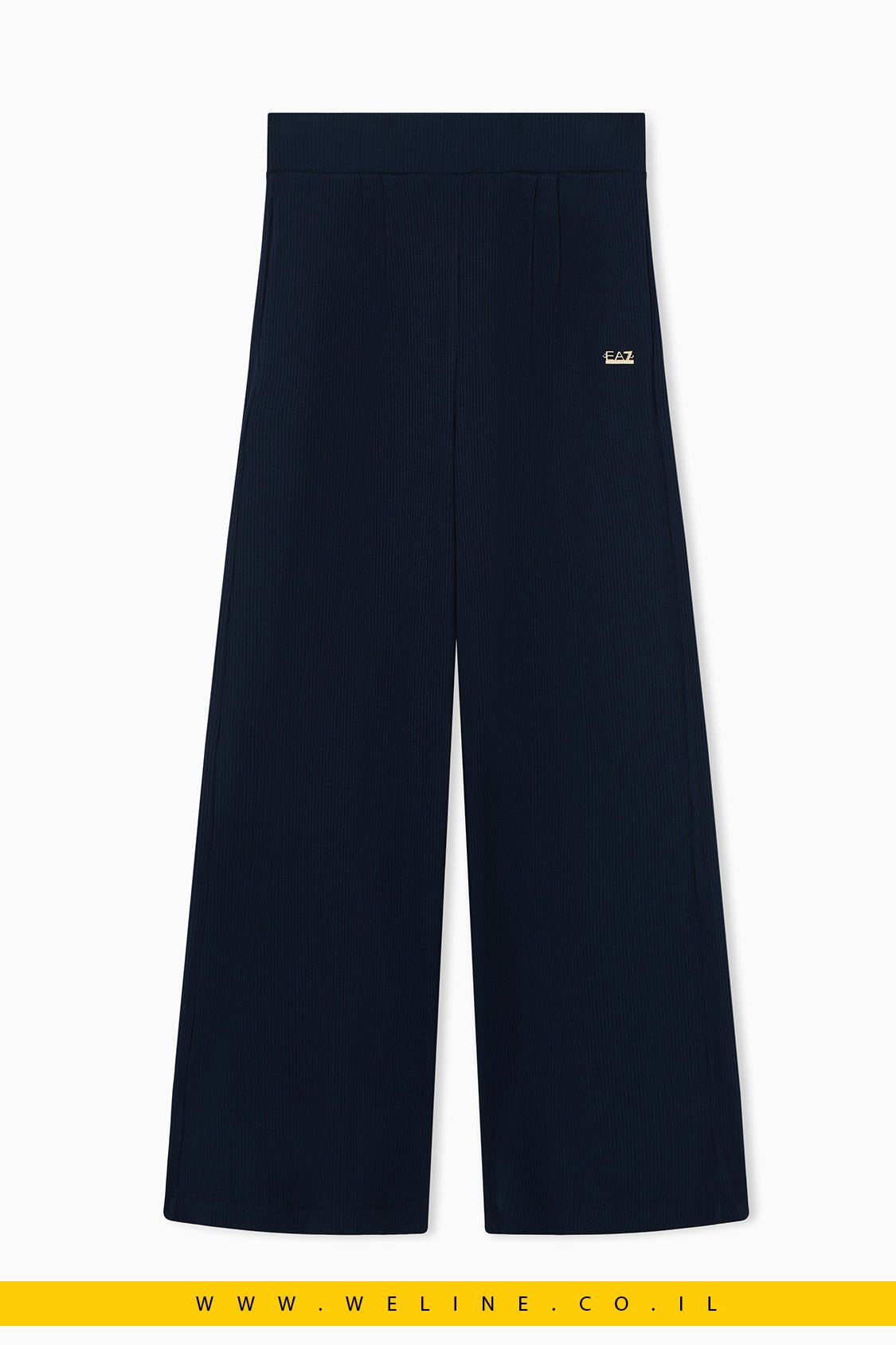 מכנסיים נשים EA7 Emporio Armani Wide Leg Jersey – צבע כחול כהה - WELINE.CO.IL