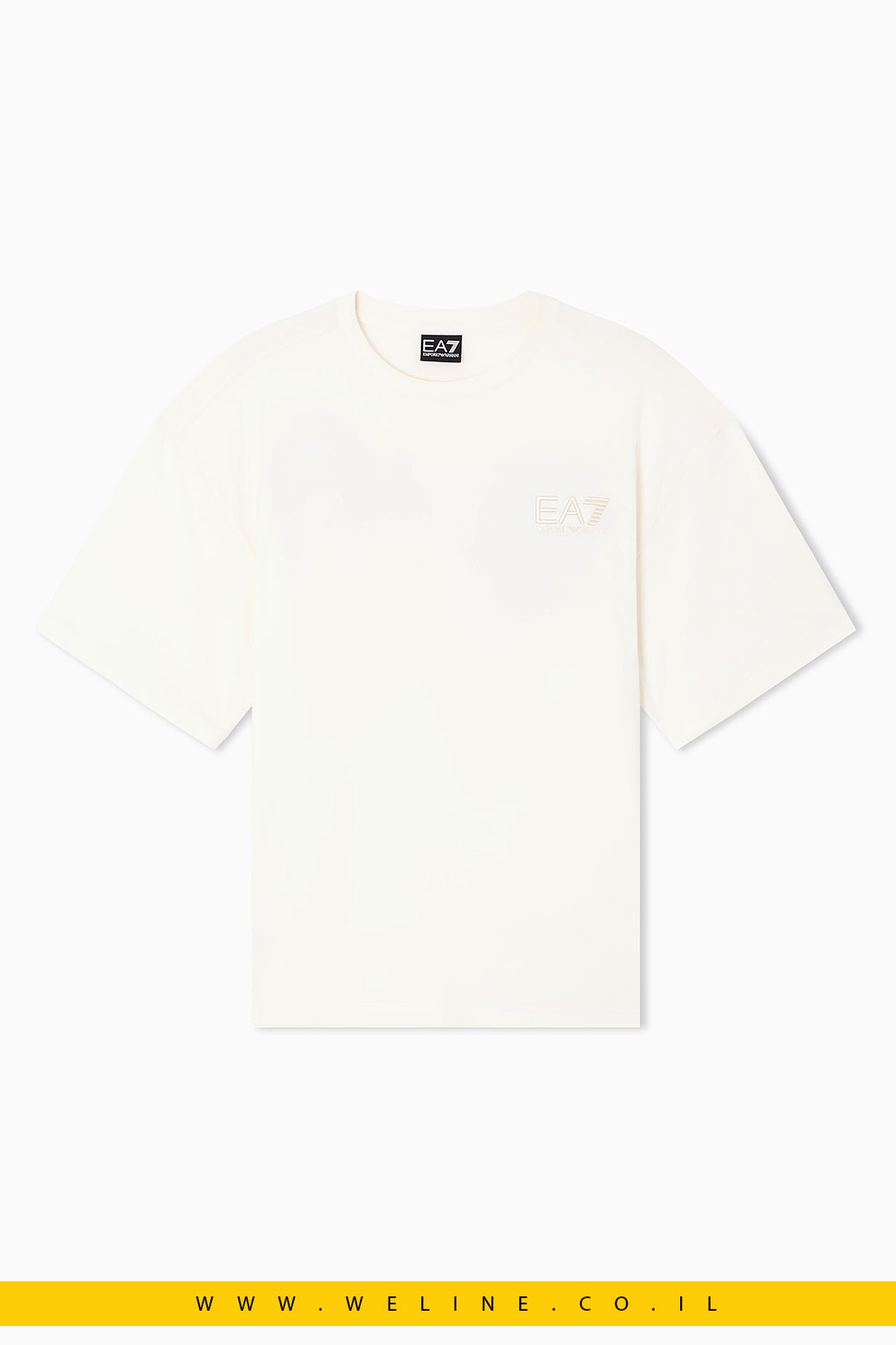 חולצת טי גברים EA7 Graphic Series Cotton Jersey – צבע לבן - WELINE.CO.IL