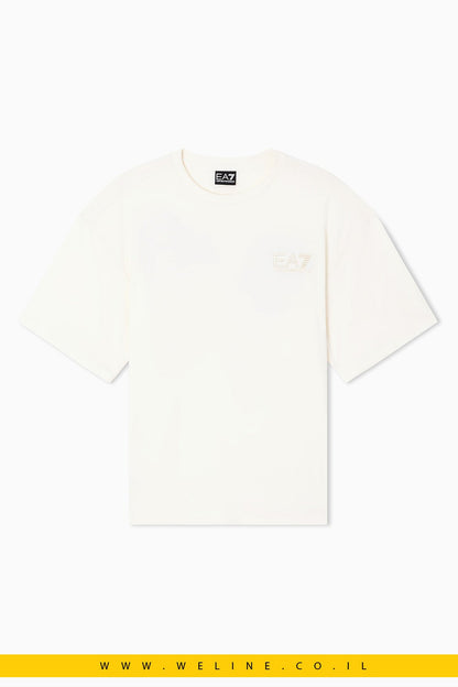 חולצת טי גברים EA7 Graphic Series Cotton Jersey – צבע לבן - WELINE.CO.IL