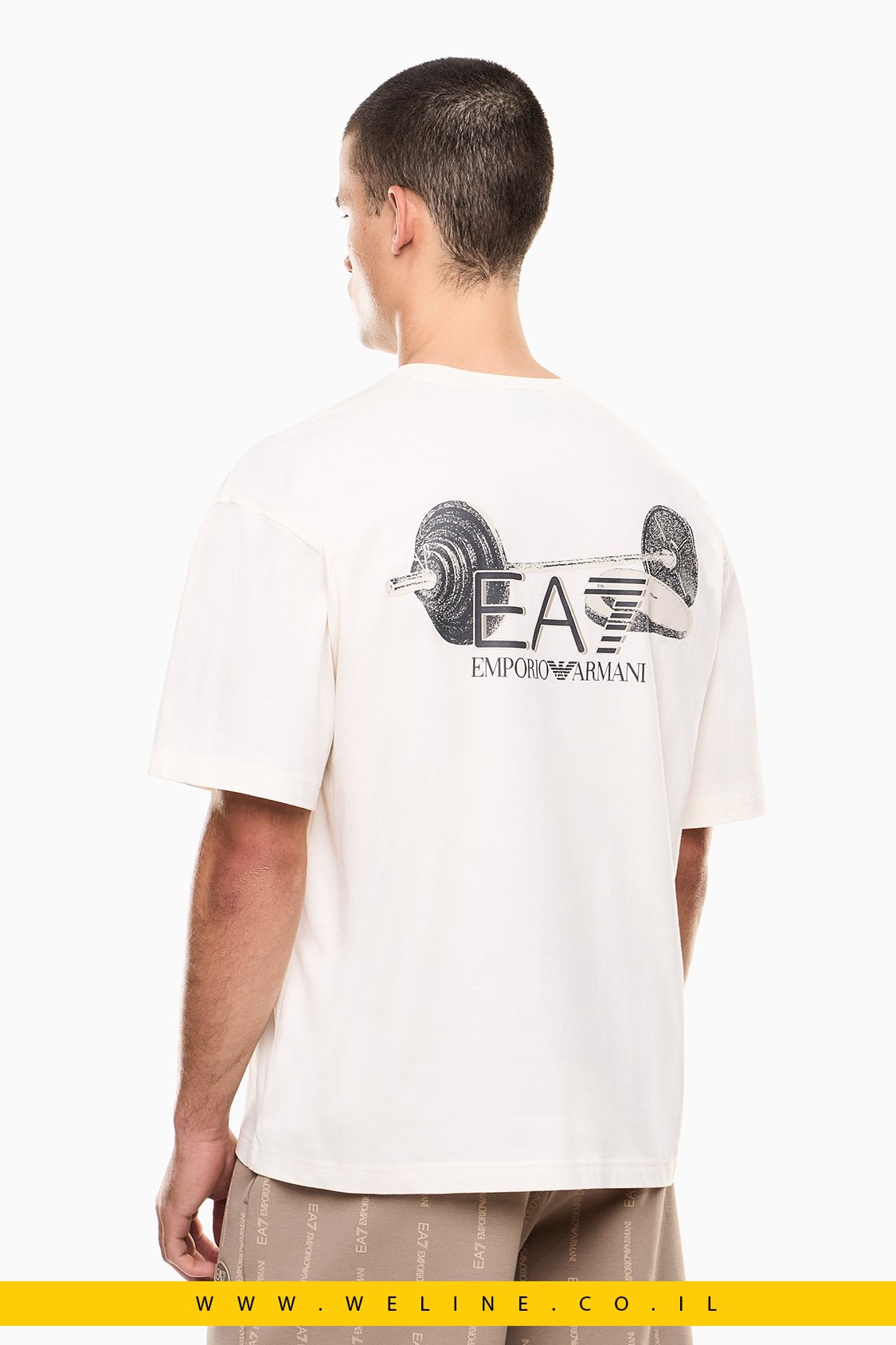 חולצת טי גברים EA7 Graphic Series Cotton Jersey – צבע לבן - WELINE.CO.IL