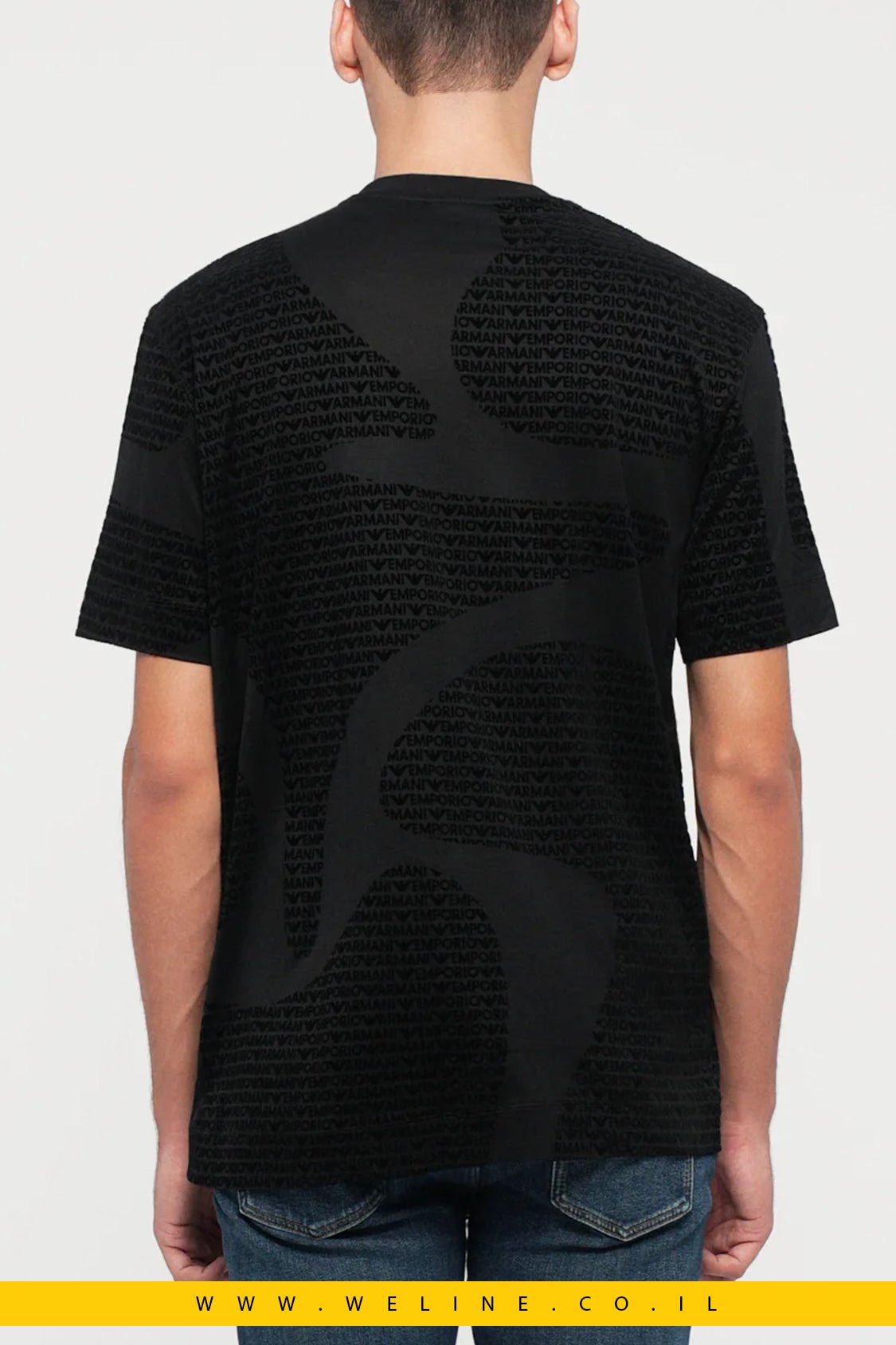 טי שירט Emporio Armani עם הדפס – Loose Fit Black Fancy - WELINE.CO.IL