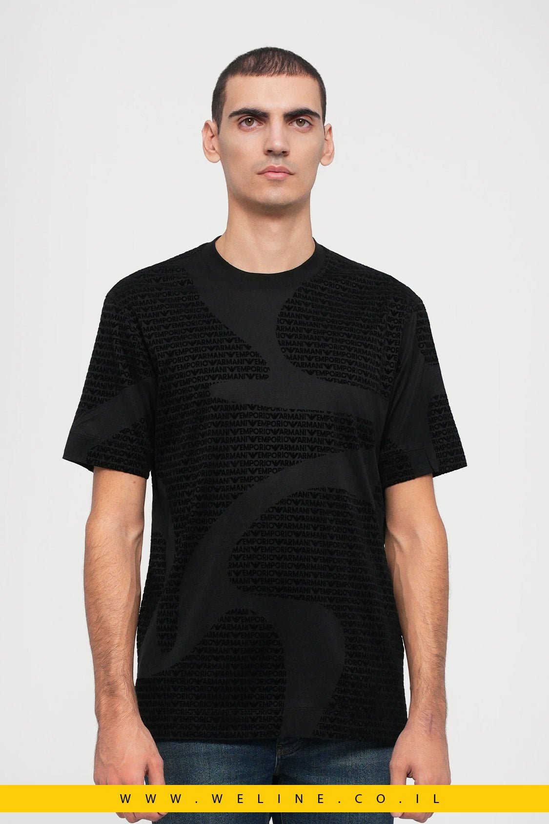 טי שירט Emporio Armani עם הדפס – Loose Fit Black Fancy - WELINE.CO.IL