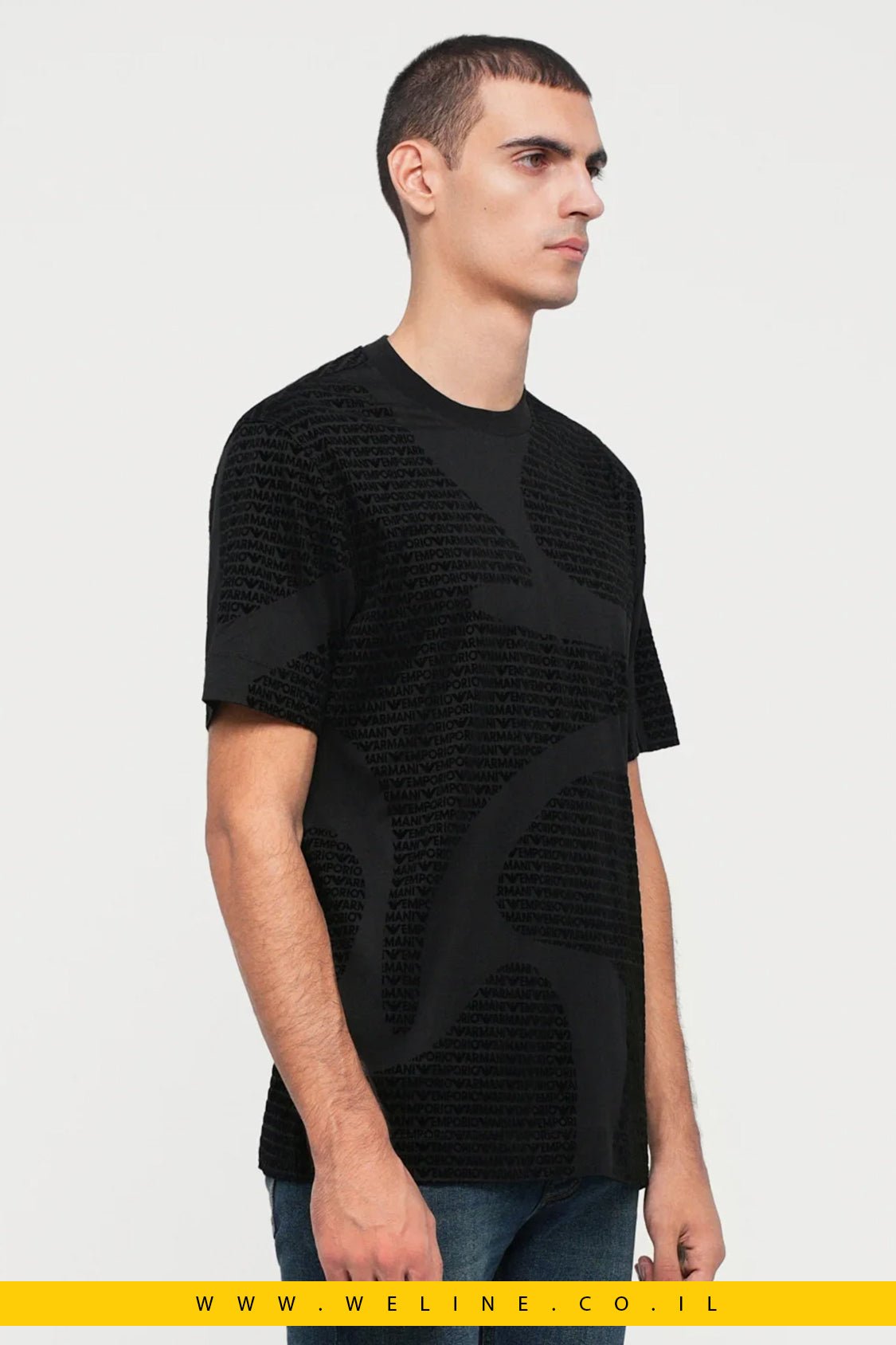 טי שירט Emporio Armani עם הדפס – Loose Fit Black Fancy - WELINE.CO.IL