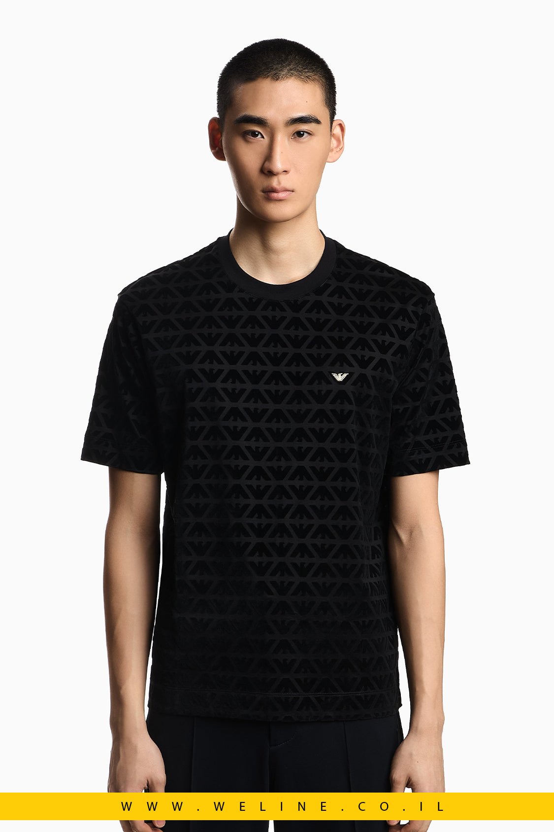 טי שירט גברים Emporio Armani Lunar New Year Lyocell-Blend Jersey T-Shirt – צבע שחור - WELINE.CO.IL