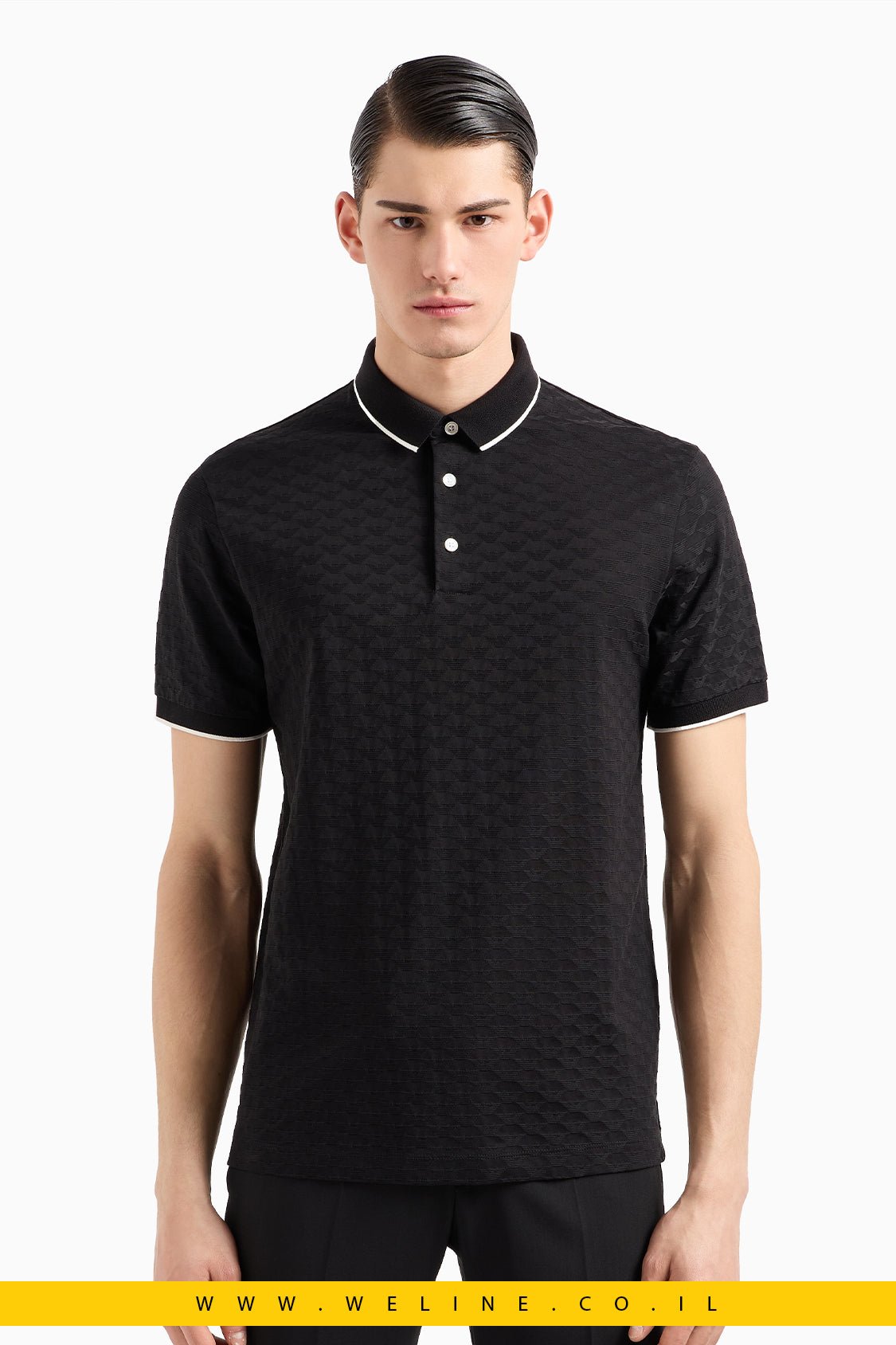 חולצת פולו גברים Emporio Armani Mercerised Jersey Polo Shirt – צבע שחור - WELINE.CO.IL