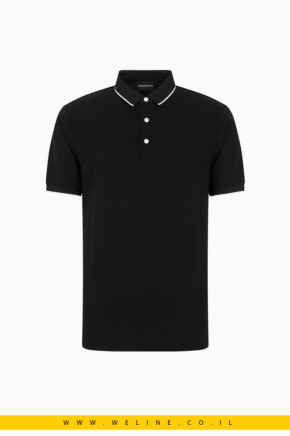 חולצת פולו גברים Emporio Armani Mercerised Jersey Polo Shirt – צבע שחור - WELINE.CO.IL