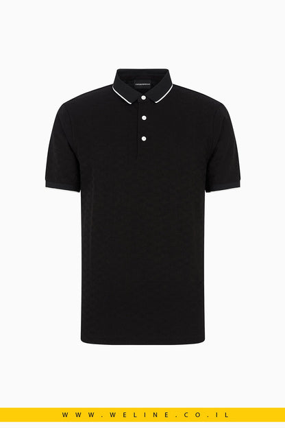 חולצת פולו גברים Emporio Armani Mercerised Jersey Polo Shirt – צבע שחור - WELINE.CO.IL