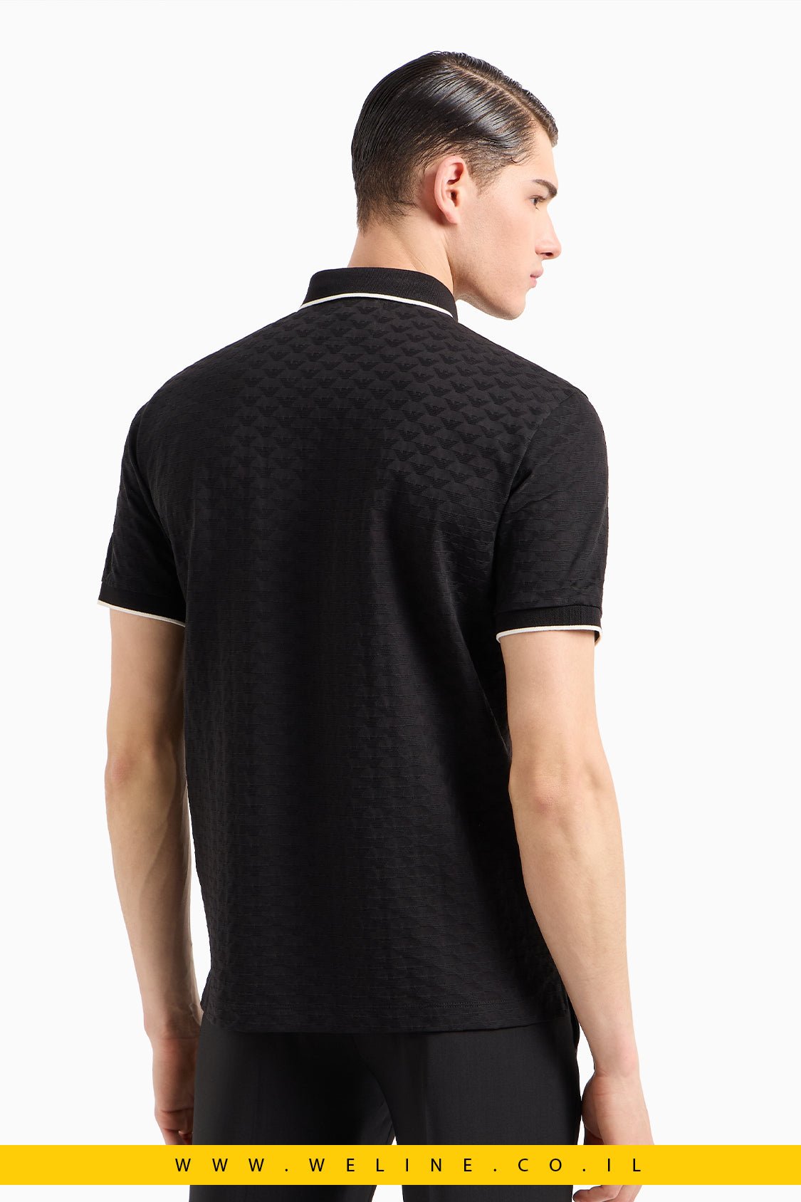 חולצת פולו גברים Emporio Armani Mercerised Jersey Polo Shirt – צבע שחור - WELINE.CO.IL