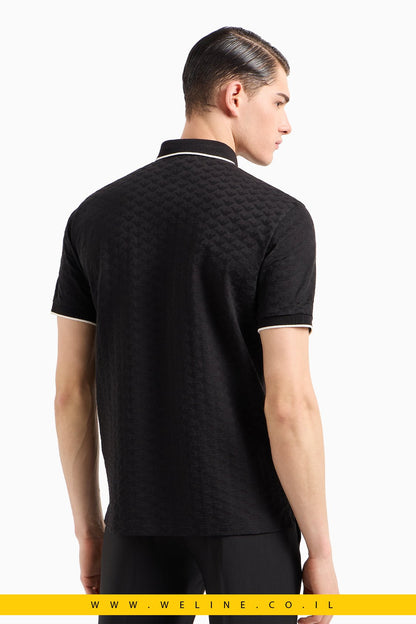 חולצת פולו גברים Emporio Armani Mercerised Jersey Polo Shirt – צבע שחור - WELINE.CO.IL