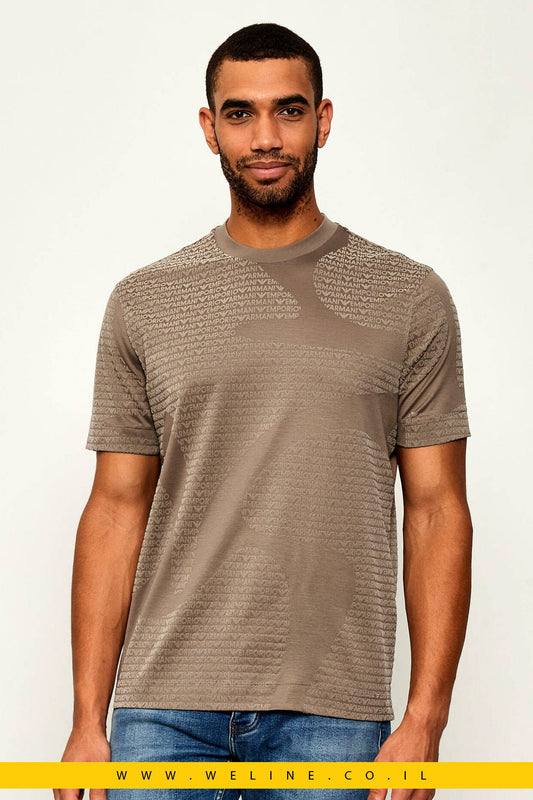 טי שירט Emporio Armani עם הדפס –walnut fancy - WELINE.CO.IL