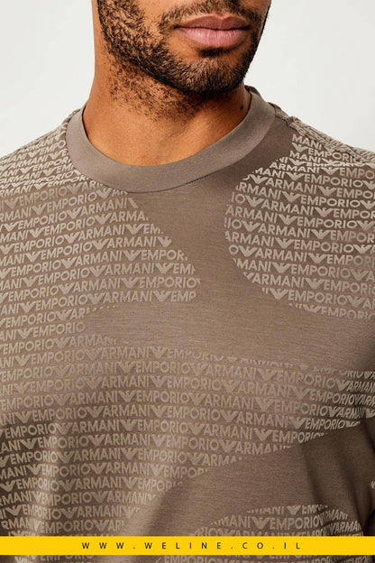 טי שירט Emporio Armani עם הדפס –walnut fancy - WELINE.CO.IL