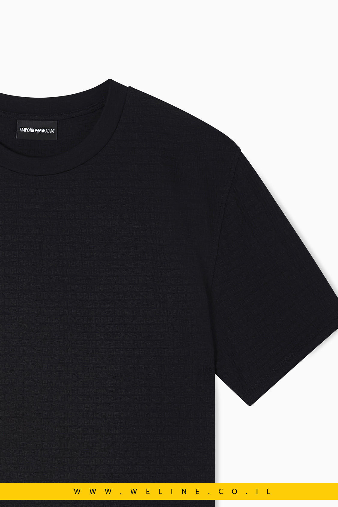 טי שירט ג'רזי מכותנה ג'קארד עם כיתוב Essential emporio-armani - WELINE.CO.IL