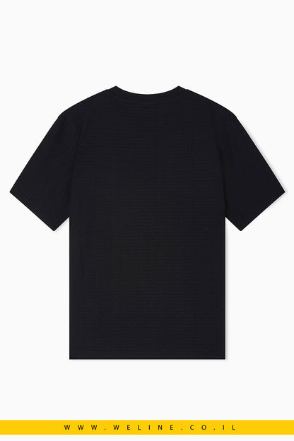 טי שירט ג'רזי מכותנה ג'קארד עם כיתוב Essential emporio-armani - WELINE.CO.IL