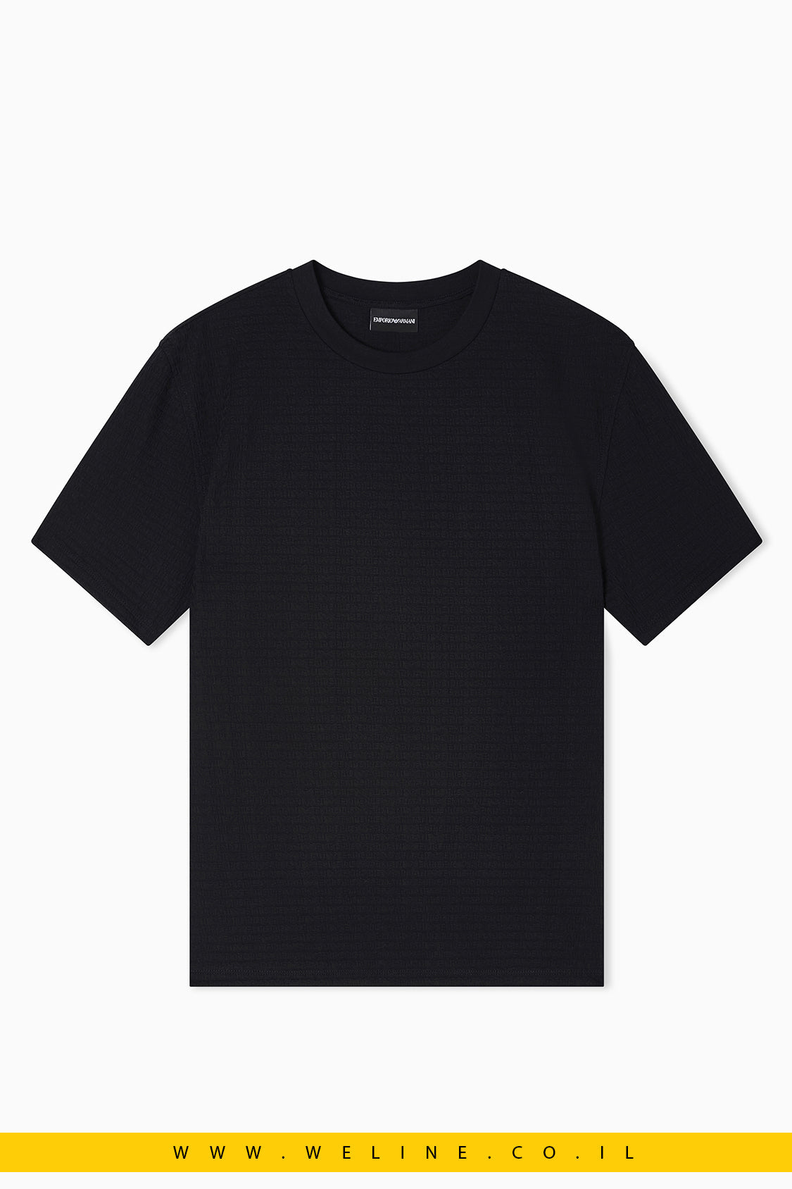 טי שירט ג'רזי מכותנה ג'קארד עם כיתוב Essential emporio-armani - WELINE.CO.IL
