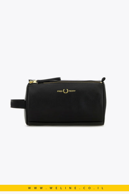 תיק רחצה מעור Fred Perry Black Leather Beauty Case - WELINE.CO.IL