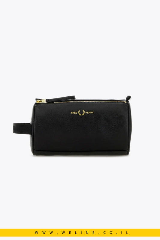 תיק רחצה מעור Fred Perry Black Leather Beauty Case - WELINE.CO.IL