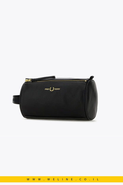 תיק רחצה מעור Fred Perry Black Leather Beauty Case - WELINE.CO.IL
