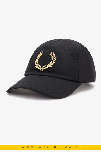 כובע Fred Perry Bold Embroidered Canvas Cap – צבע Black / Champagne | - WELINE.CO.IL
